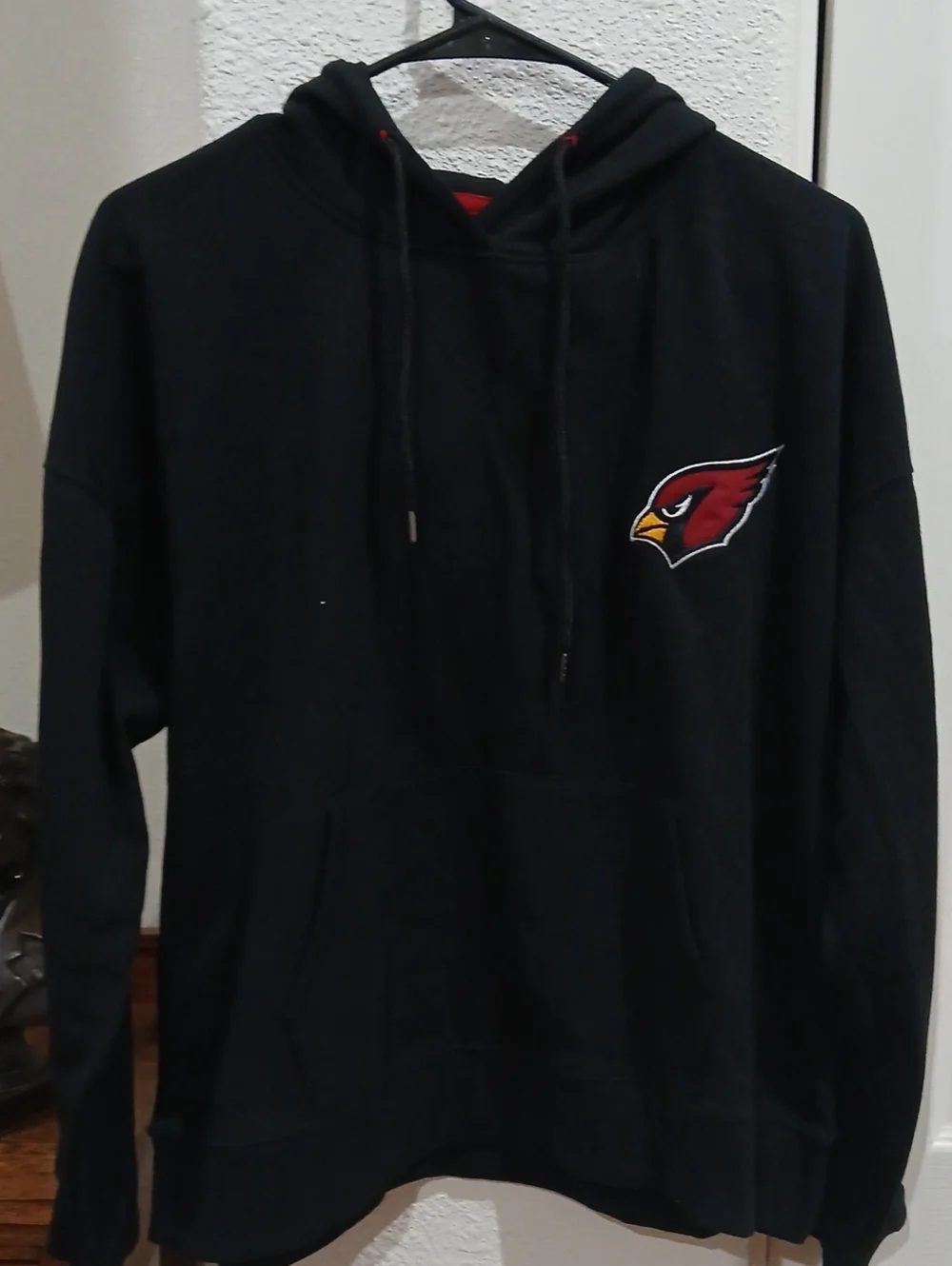 NFL Men's Black Hoodie with Red Cardinal Logo